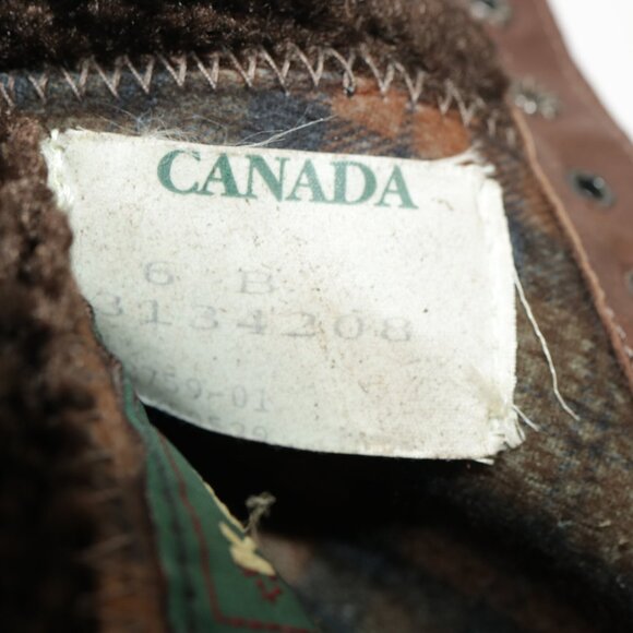 VTG Kamouraska Boot Size 6 Brown Suede Block Heel Lace Up Fur Collar Bootie - Picture 11 of 13